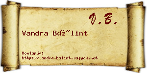 Vandra Bálint névjegykártya